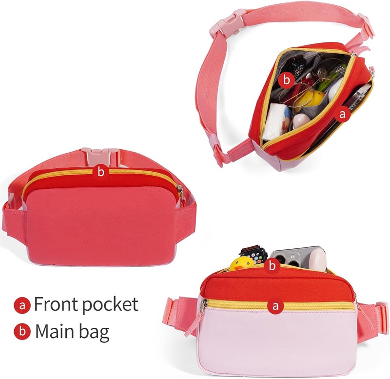 cotmcor Store Valentines Day Gifts for Kids: Fanny Pack Birthday Gift for 5 6 7 8 9 10 11 12 Year Old Teen Girls, Preppy Cute Trendy Stuff Colorblock Crossbody Bag Adjustable Belt Bags for Travel Outdoor - Image 5